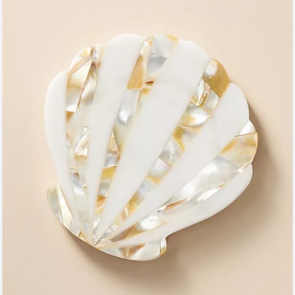 NEW Anthropologie Marina Shell Coasters Set of 2 Marble Mother of Pearl - Picture 1 of 7